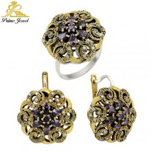 Gümüş Otantik Taşlı Set